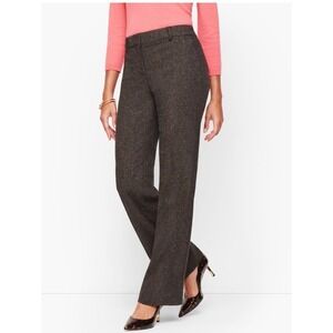 Talbots Windsor Dress Pants Womens Size 8P Black Tweed Silk Wool Wide Leg